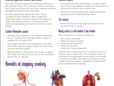Infographic on Effects of Smoking on Being Active